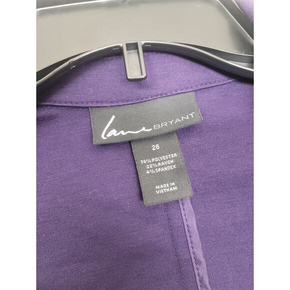 Lane Bryant Plus Size 26 Purple Peplum Knit Blazer Stretch Ponte Shoulder Pads - Picture 3 of 5